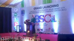 Wali Kota Tangsel Airin Rachmi Diany memberi sambutan di Binjai, Sumatera Utara.