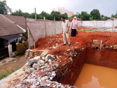 Ground tank Klaster  Tria Adara Residence 10 Pamulang yang disebut pemicu banjir di Perumahan BPI, Pamulang.