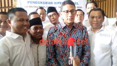 Sandiaga Uno usai berikan tips kewirausahaan kepada pengurus HIPPI Tangsel.