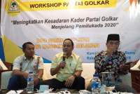 Pengamat politik Adi, Ray Rangkuti dan Abdul Rasyid saat workshop politik Partai Golkar, Rabu (25/12/2019).