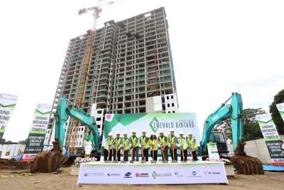 Groundbreaking apartemen Emerald Bintaro tower B